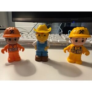 Fisher Price Little People Construction Workers and Farmer Figure Lot of 3